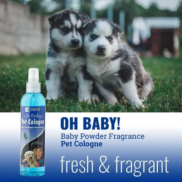Kenic Oh Baby Pet Cologne & Deodorizer Spray, Soft Baby Powder Scent, Neutralizes Odors, Shines Coat & Fur, For Dogs & Cats