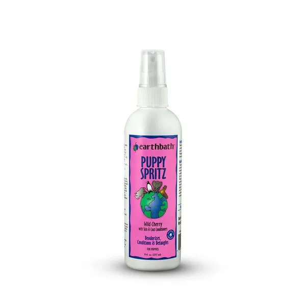 earthbath Puppy Spritz, Dog & Puppy Deodorizing Spray, Wild Cherry, 8oz – Detangles, Deodorizes & Conditions – Made in USA