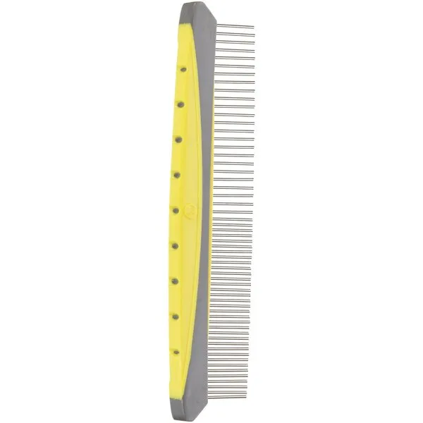 JW Pet Company 8-Inch Gripsoft Rotating Comfort Comb, Fine and Coarse,Gray/Yellow