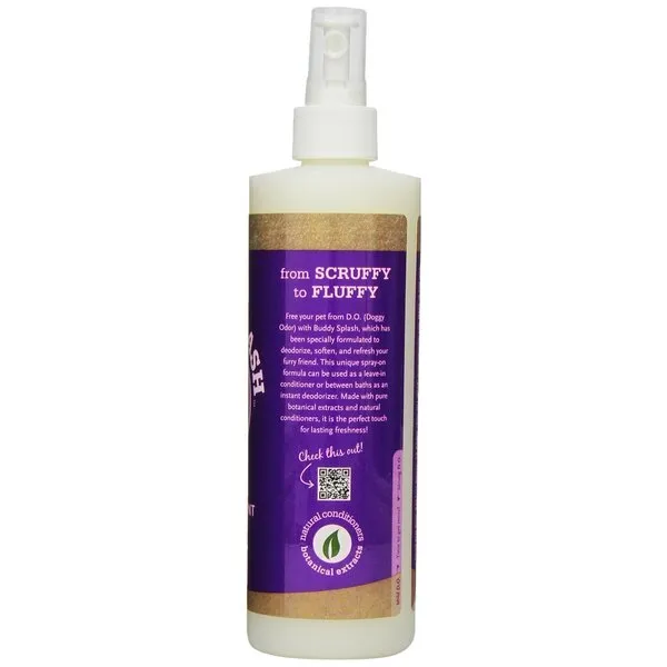 Buddy Biscuits Splash Dog Deodorizer & Conditioner, Easy Spray On with Botanical Extracts, Lavender & Mint 16 oz (15402)