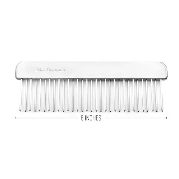 Chris Christensen NTS Staggered 1 1/4 Tooth Buttercomb - Pet Comb - Stainless Steel - Great Finishing Dog Comb - Removes Tangles and Knots Combs - For Grooming Thick and Double-Coated Breeds - 6