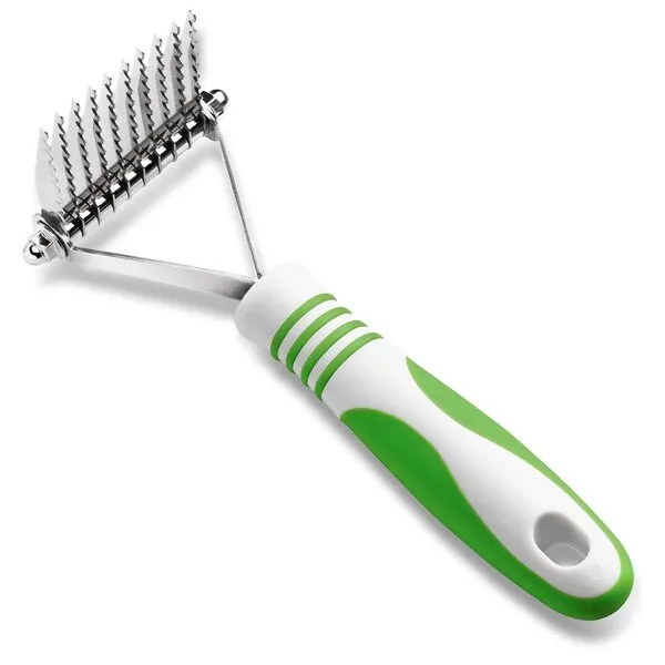 Andis 66050 De-Matting Rake with 10 Blades - Grooming Brush with Safety Edges & Promotes Healthy Skin & Coat - Non-Slip Handle, De-Shedding & Perfect for Long-Haired Breeds – 1 Pack, Green