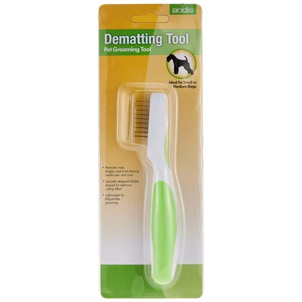 Andis 66055 Dematting 9-Blade Tool - Reduces Shedding, Safe on Wet or Dry Hair - Removes Dead Hair & Eliminates Tangles - Anti-slip, Easy-Grip Handle & Suitable for Various Pets – Green