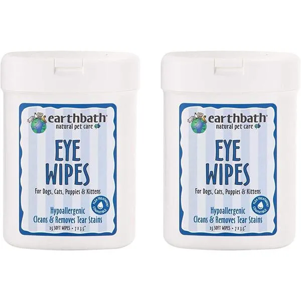 Earthbath All Natural Specialty Eye Wipes, 25 Wipes (Pack of 2)