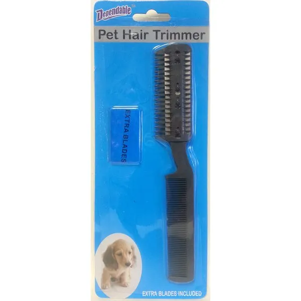 Dependable Industries 2 Pack Manual Pet Hair Trimmer Razor with Extra Blades and Comb Grooming for Dogs and Cats