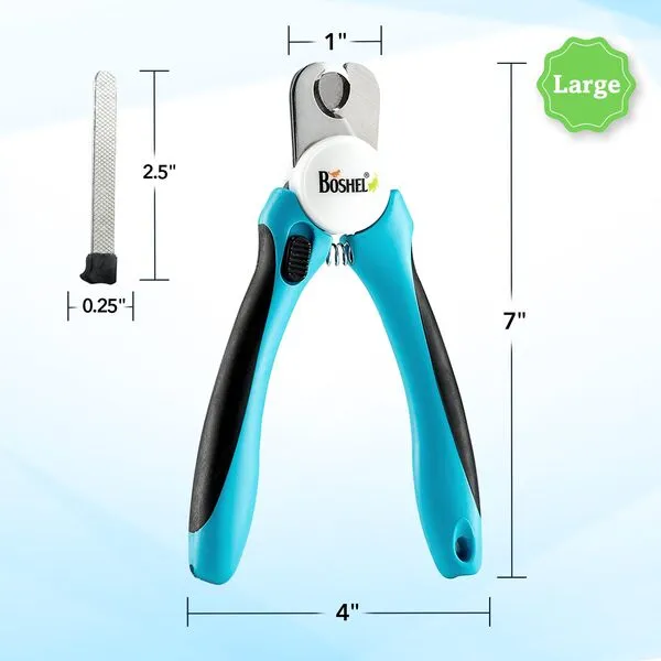BOSHEL Dog Nail Clippers - Dog Nail Trimmers for Large Dog with Quick Sensor - Pet Nail Clippers for Dogs - Heavy Duty Pet Nail Trimmer with Safety Guard & Dog Nail File Safe at Home Grooming
