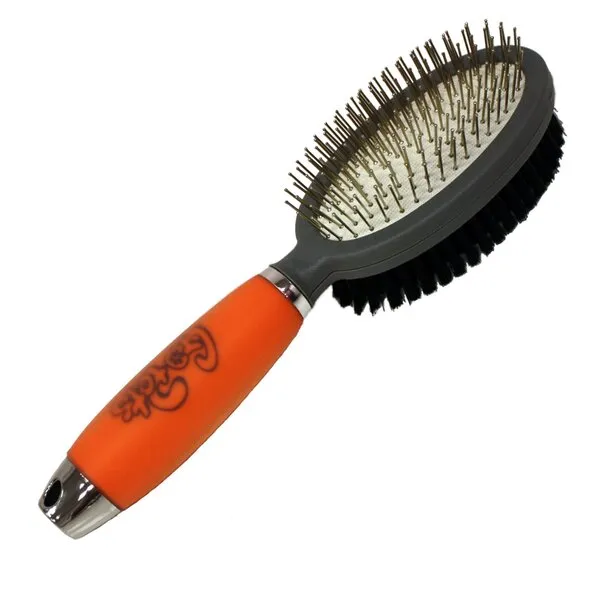 GoPets Professional Double Sided Pin & Bristle Brush for Dogs & Cats Grooming Comb Cleans Pets Shedding & Dirt for Short Medium or Long Hair