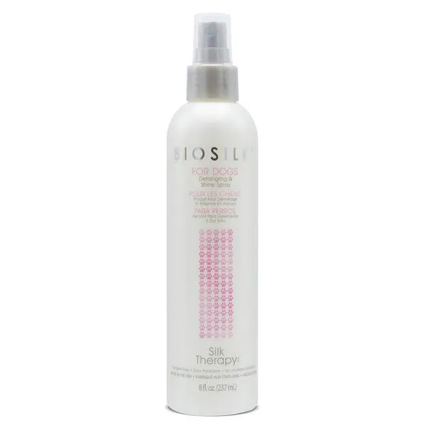 BioSilk for Dogs Silk Therapy Detangling Plus Shine Mist for Dogs | Best Detangling Spray for All Dogs & Puppies for Shiny Coats and Dematting | 8 Oz Bottle (Packaging May Vary),WHITE