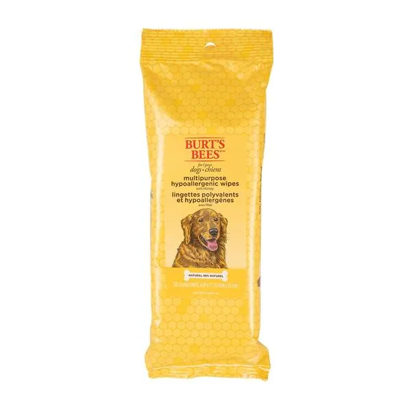 Burt's Bees for Pets Multipurpose Grooming Wipes | Puppy & Dog Wipes for All Purpose Cleaning & Grooming | Cruelty No, Sulfate, & Paraben No, pH Balanced for Dogs - 50 Ct Pet Wipes, Puppy Supplies