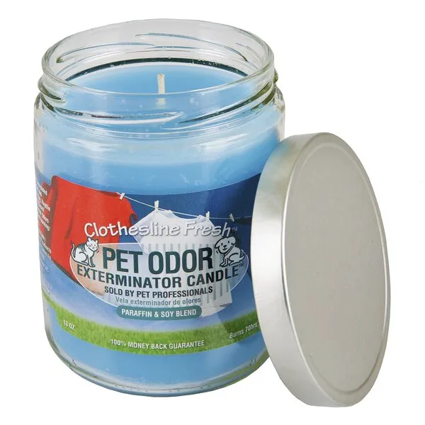 Pet Odor Specialty Pet Products Exterminator, 13 Ounce Orange Lemon Splash Jar Candle and 13 Ounce Clothesline Fresh Jar Candle