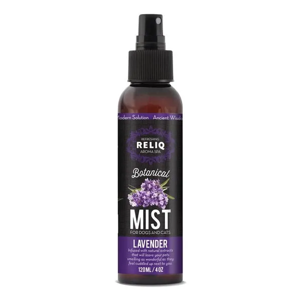 RELIQ Aroma SPA Lavender Botanical Mist cologne for Dogs and Cats. Spray on the coat after bath to give your dog a clean & fresh smell. Infused with natural extracts, calming and comforting dog & cat.