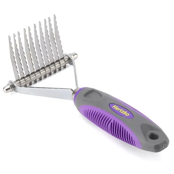 Hertzko Pet Undercoat Dematting Comb for Dogs Cats - Undercoat Rake Grooming Brush with Safety Edges - Deshedding Tool Great for Cutting and Removing Dead, Matted or Knotted Hair, Shedding Combs