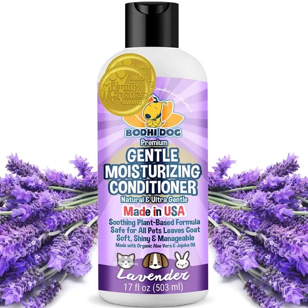 Premium Natural Moisturizing Dog Conditioner | Conditioning for Dogs, Cats and More | Soothing Aloe Vera & Jojoba Oil | 1 Bottle 17oz (503ml) (Lavender)