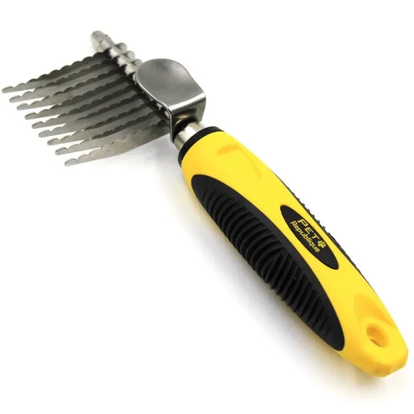 Pet Republique Dog Dematting Tool for Dogs and Cats - Dematting Comb Rake for Undercoat and Mat Brush - Knot Out for Dogs, Cats, Rabbits, Any Long Haired Breed Pets - Rake 9 Serration Teeth Design