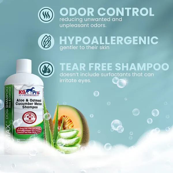 Oatmeal Dog Shampoo and Conditioner - for Dogs with Allergies and Dry Itchy Sensitive Skin. Best Hypoallergenic Medicated Tear Free Anti Itch for Puppy - with Aloe Cucumber Essence and Melon Extract