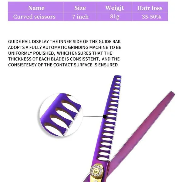 Purple Dragon Professional 7.0/8.0 inch Pet Grooming Hair Cutting Scissor and 6.75/8.0 inch Dog Chunker Shear - Japan 440C Stainless Steel for Pet Groomer or Family DIY Use (Chunker Scissor)