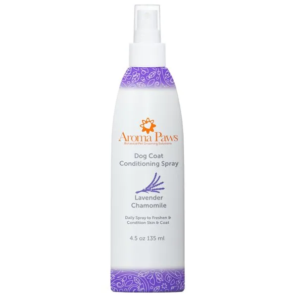 Aroma Paws Dog Coat Conditioning Spray - Pet-Friendly Detangler Spray with Natural Essential Oils for Dogs - Daily Dog Spray to Eliminate Odors and Knots - Lavender Chamomile 4.5 oz.