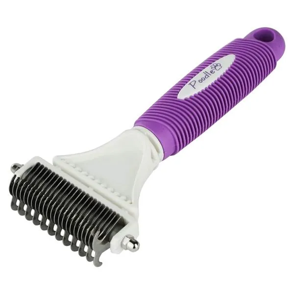 Poodle Pet Dematting Comb for Dogs – Handheld Undercoat Dematter Rake Grooming Tool for Long or Short Hair