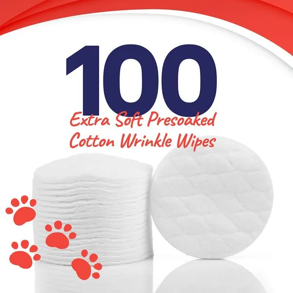 Petpost | Bulldog Wrinkle Wipes for Dogs - Natural Coconut Oil Formula Cleans and Soothes Pug Wrinkles and Folds - 100 Ultra Soft Cotton Pads