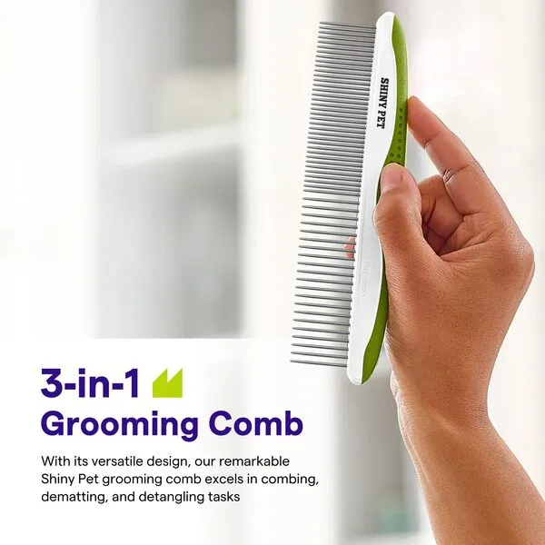 Dog Comb for Removes Tangles and Knots - Cat Comb for Removing Matted Fur - Grooming Tool with Stainless Steel Teeth and Non-Slip Grip Handle - Best Pet Hair Comb for Home Grooming Kit - Ebook Guide