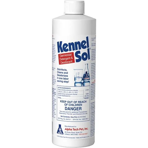 KennelSol 1-Step Kennel Cleaner - EPA Registered Liquid Concentrate Disinfectant and Deodorizer, Effective Against Bacteria and Viruses - 1 Pint by Alpha Tech Pet