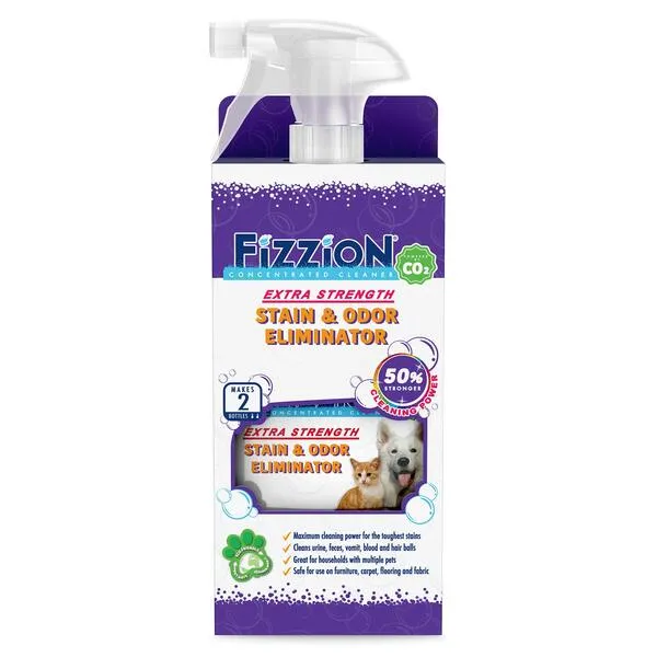 Fizzion Extra Strength Pet Stain and Odor Remover 23 ounce Empty Spray Bottle with 2 Refills