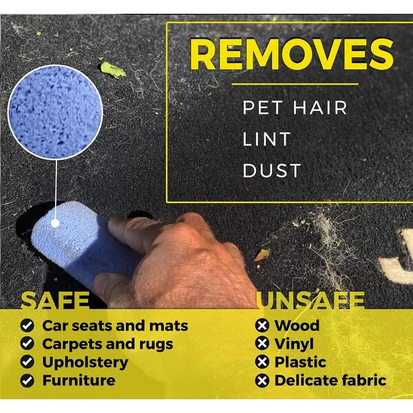 2 Pack The Original Pet Hair Remover for Car - 4 Inch Pumice Stone Tool - Remove Dog Hair from Car Easily