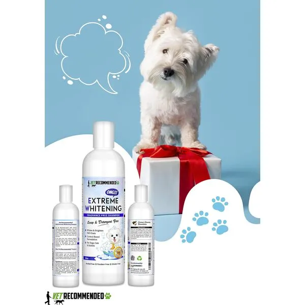 Vet Recommended OMG Extreme Dog Whitening Shampoo (16 Oz /473ml) - Coconut Based 100% Safe - Free from Soaps, Detergent, Bleach & Fragrance - Make Your Dog's Coat Clean, Silky and Smooth. Made in USA