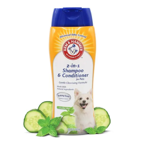 Arm & Hammer for Pets 2-in-1 Shampoo & Conditioner for Dogs | Dog Shampoo & Conditioner in One | Cucumber Mint, 20 Ounces - 2 Pack Dog Shampoo and Conditioner for All Dogs