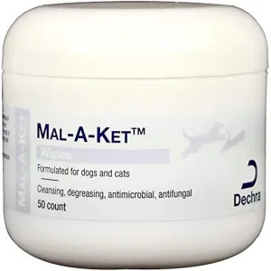 Dechra Mal-a-ket Wipes Supports Healthy Skin for Dogs, Cats (2 Pack, 100 Total Count) - Anti Itch, Hot Spot Wipes