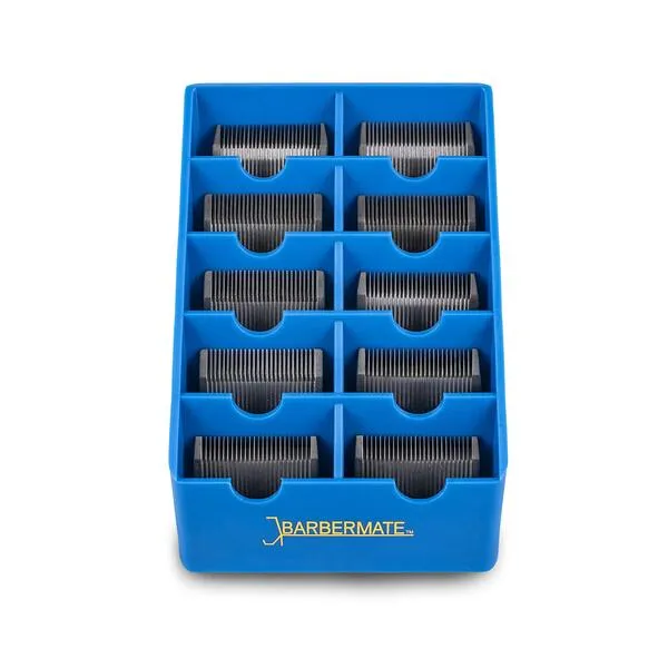 2 Pack BarberMate® Blade Rack Storage Tray - Holds 10 Clipper Blades (Blue)