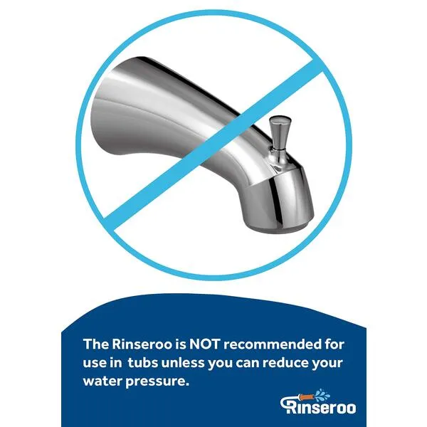 Rinseroo: Slip-on Dog Wash Hose Attachment. Pet Bather for Showerhead and Sink. Handheld Shower Sprayer/Washer. 5 Foot Hose Length. Fits Heads up to 6