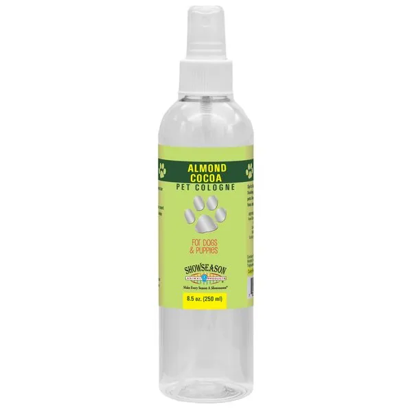 SHOW SEASON ANIMAL PRODUCTS 1 Showseason® Almond Cocoa Pet Cologne 8.5 oz. For Dogs | Long-Lasting Odor Eliminator | Cruelty-Free | Paraben-Free | Biodegradable and Non-Toxic | Made in The USA