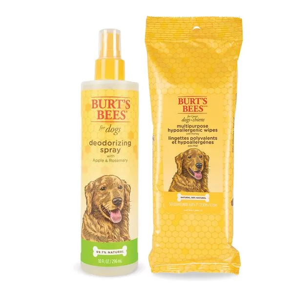 Burt's Bees For Dogs Multipurpose Hypoallergenic Grooming Wipes - Burts Bees Dog Deodorizing Spray, Dog Wipes For Cleaning, Burts Bees Dog Wipes, Deodorizing Spray for Dogs, Pet Wipes, Dog Spray