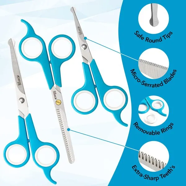 BOSHEL 3 Pc Dog Grooming Scissors Kit - 7