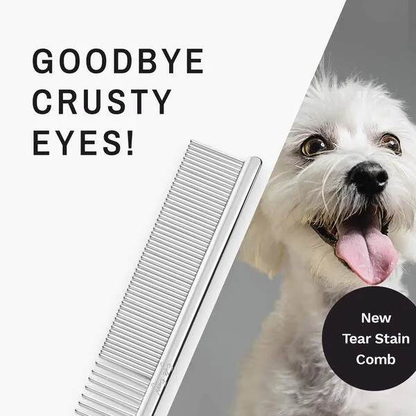 Eye Envy Tear Stain Remover Face Comb for Dogs and Cats| Fine/Coarse Comb with 80 Rounded Pins | Gently Remove Crusty Eye Debris, Gunk and Boogers | Keep The Beard and Face Tangle Free