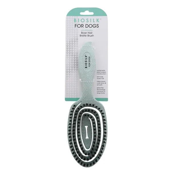 BioSilk for Dogs Eco-Friendly Boar Hair Bristle Brush in Mint Green | Easy to Hold Ergonomic Handle Dog Brush for Shedding | Best Pet Brush for Dog Grooming