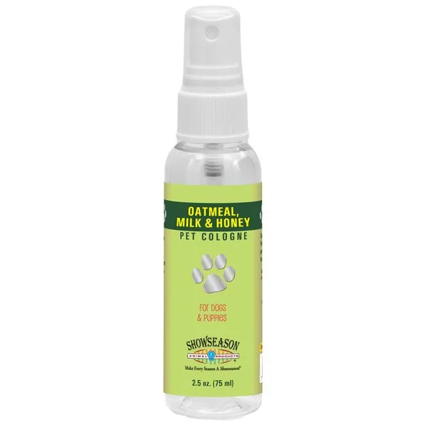 SHOW SEASON ANIMAL PRODUCTS 1 Oatmeal, Milk & Honey Pet Cologne 2.5 oz For Dogs |Travel Size | Long-Lasting Odor Eliminator | Cruelty-Free | Paraben-Free | Biodegradable and Non-Toxic | Made in USA