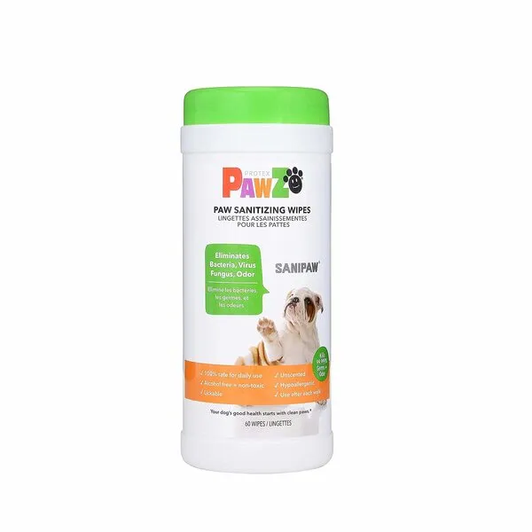 Protex PawZ SaniPaw and Odor Eliminating Paw Wipes(60 Wipes)