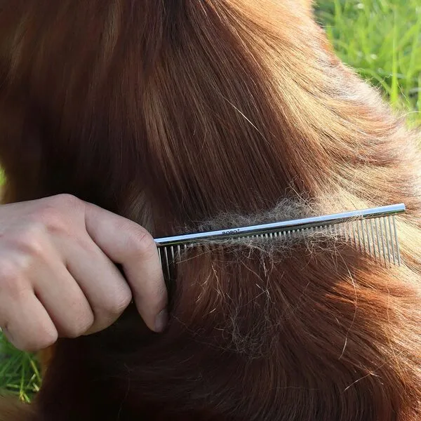 CWXZSTM Pet Steel Combs Dog Cat Comb Tool for Removing Matted Fur - Pet Dematting Comb with Rounded Teeth and Non-Slip Grip Handle - Prevents Knots and Mats for Long and Short Haired Pets,6.5IN/7.4IN