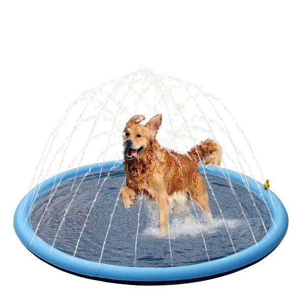 Pet Soft Splash Sprinkler Pad - Thickened Dog Splash Sprinkler Pad for Puppies Durable Pet Swimming Bathtub Pool, Summer Fun Water Toys for Dogs