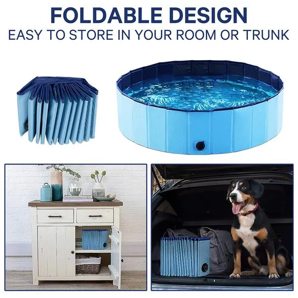 Pet Pool Foldable Dog Bathing Tub – Collapsible Kiddie Pool for Dogs – Dog Accessories Pool for a Clean and Shiny Coat – User-Friendly Dog Bathing Supplies