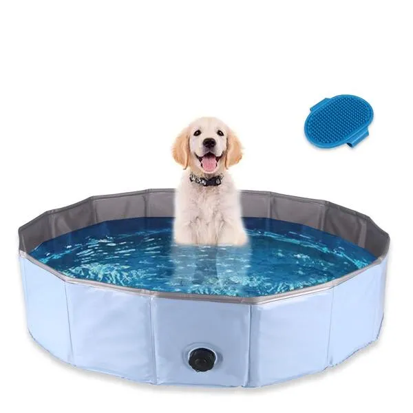 Foldable Dog Swimming Pool - Indoor Outdoor Pool Leakproof Bathing Tub for Dogs Collapsible PVC Kiddie Pool for Doggie Cat Pet Kids