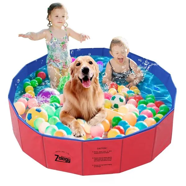 Zology Foldable Dog Pool Plastic Doggie Pool for Dogs Pet Swimming Pool Collapsible Pet Pool for Dogs Cats 40 Inch