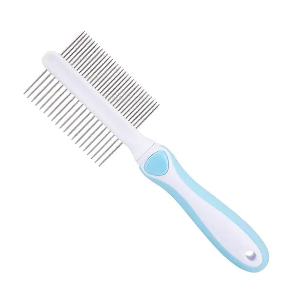 Ordermore Double-Sided Pet Comb, Stainless Steel Grooming Comb for Dogs & Cats, Pet Hair Comb for Home Grooming Kit, Removes Knots, Mats and Tangles