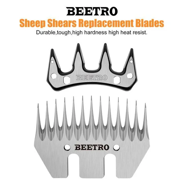 BEETRO Sheep Shears Replacement Blades, Professional Stainless Steel Clipper Blades for Sheep Alpacas Goats and More