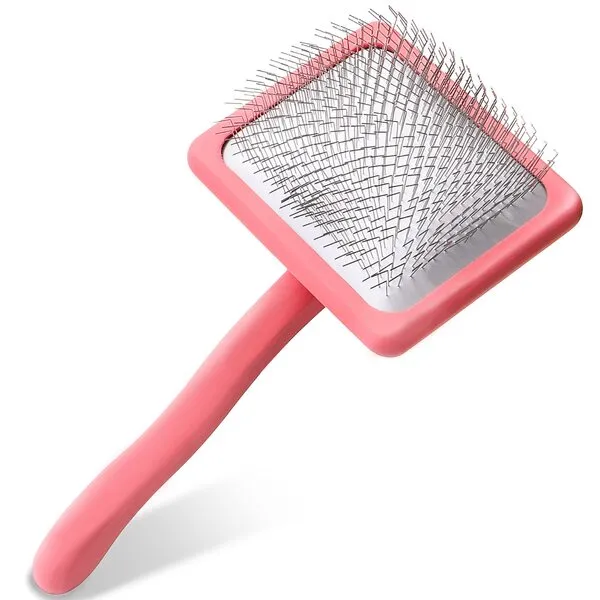 Pet Slicker Brush With Soft Massage Grooming Stainless Steel Pins - Slide This Universal Miracle Coat Slicker Brush for Dematting, Shedding Fur, and Undercoat - Ideal Gift for Professional Pet Groomers - Long Slicker Brush - Flying Pawfect