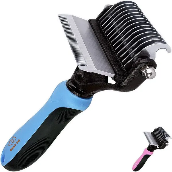 Dog Brush and Cat Brush-with Deshedding Brush, Dog Dematting Tools, Undercoat Brush for Dogs, Deshedding Tool, Reduce Shedding Up To 95%, for Short to Long Hair, Small to Medium Breeds (Blue Small)