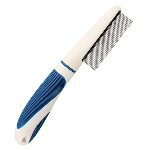 Stainless Steel Teeth Cat and Dog Pet Grooming Comb, Safe & Gentle Removes Loose Undercoat and Tangled Hair, Metal Comb for Long and Short Haired Cats and Dogs, Professional Grooming Tool