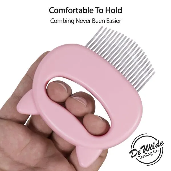 Cat Grooming Comb - Pink Massage Comb - Light Hair or Fur Removal Soft Dematting Detangling and Deshedding - Pet Shedding Remover Tool for Cats Dog Rabbit